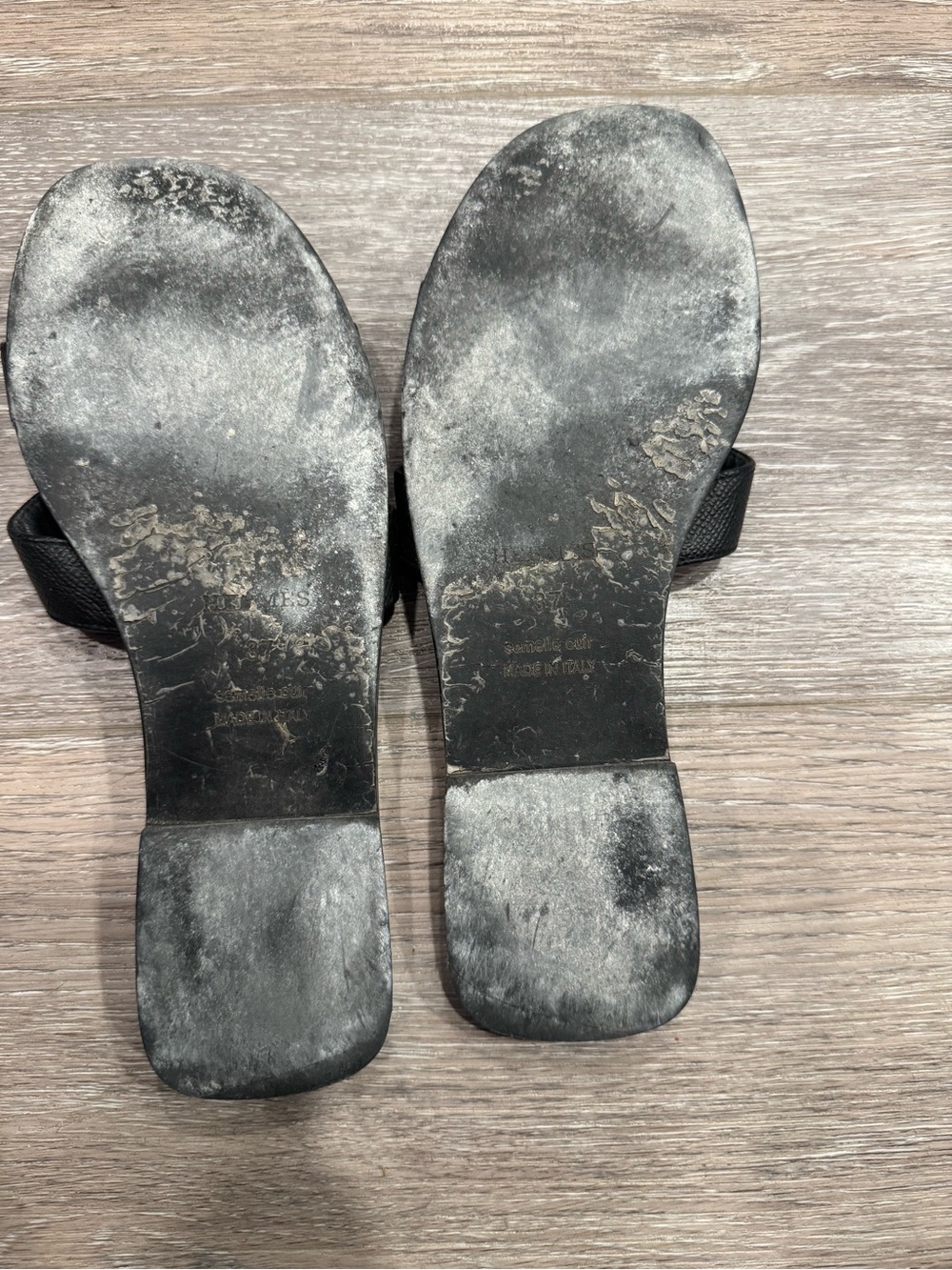 Black Leather Hermes oran Sandals - Picture 4 of 6